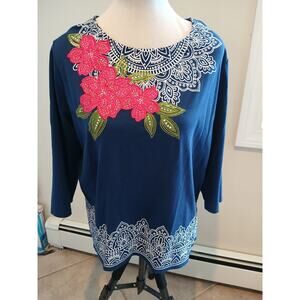 Alfred‎ Dunner sequin embriodered top Large